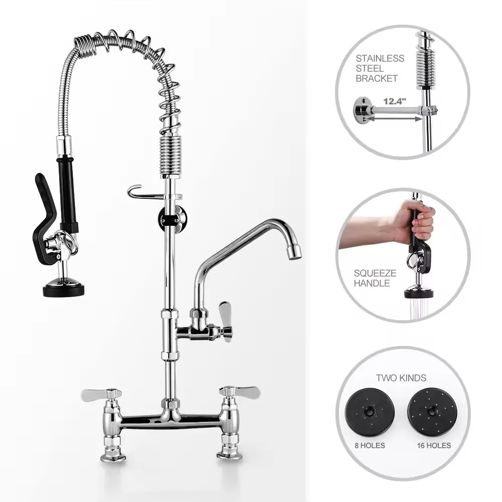 

Top Quality Brass Pull Down Kitchen faucet Hot cold Restaurant Prerinse Spray Valve Kitchen Sink Pre Rinse Faucet Commercial