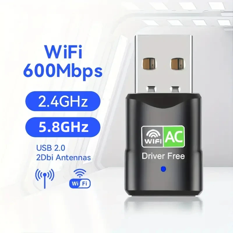 Usb Wifi Adapter 600Mbps Wi Fi Adapter 2.4G & 5.8Ghz Usb Ethernet Pc Wi-Fi Adapter Lan 300Mbps Wifi Dongle Ac Wifi Ontvanger