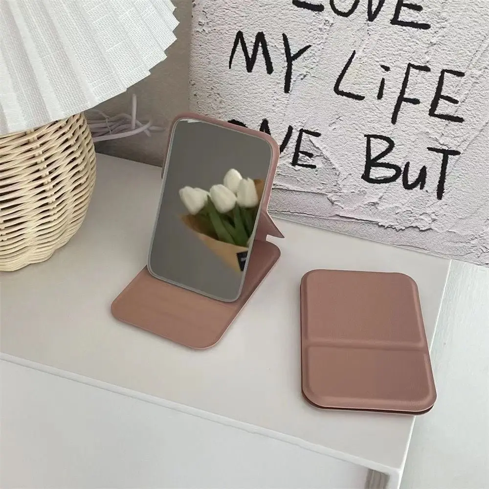 Makeup mirror Hand-held Desktop Stand Mirror High Definition Folding Makeup Mirror Light Weight Easy To Carry Vanity Cosmetic Tools