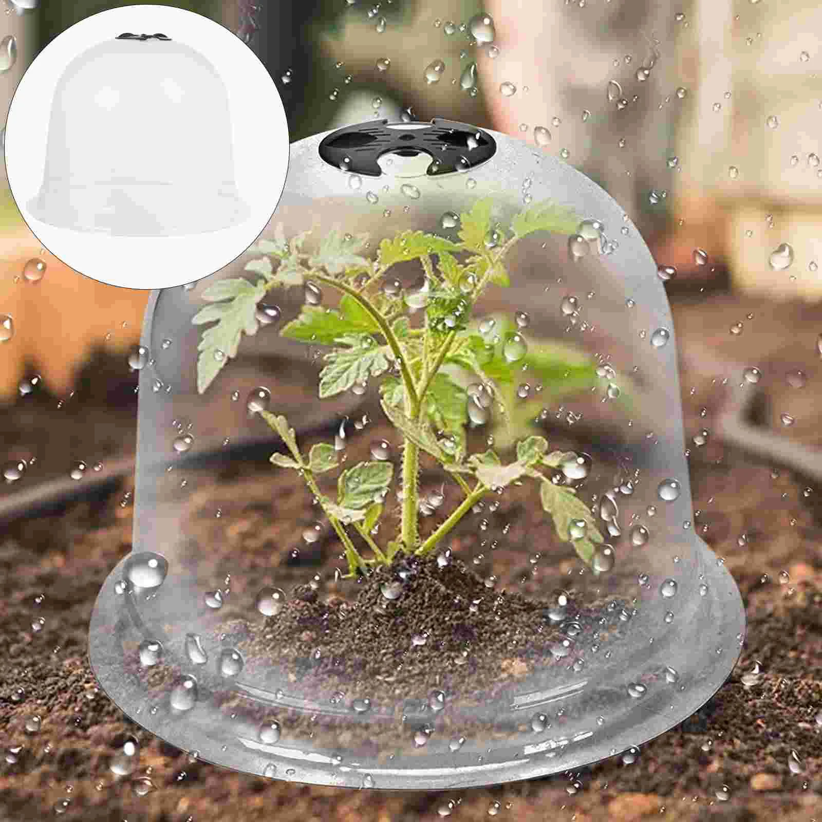 

6Pcs Garden Cloche Dome Greenhouse Bell Cover with 18pcs Ground Securing Pegs 10pcs Label Frost Guard Freeze Protection Garden