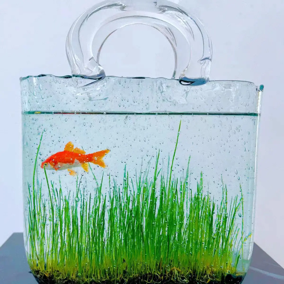 Creative Transparent Glass Handbag Fish Tank Vase Living Room Flower Arrangement Hydroponic Decoration Fish Tank Decoration Gift 2