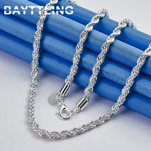 Pulsera Plata De Ley 925 Cadena Cuerda 4mm - Ajustable 18-21 Cm, Cierre Mosquetón, Unisex, Hecha En Italia