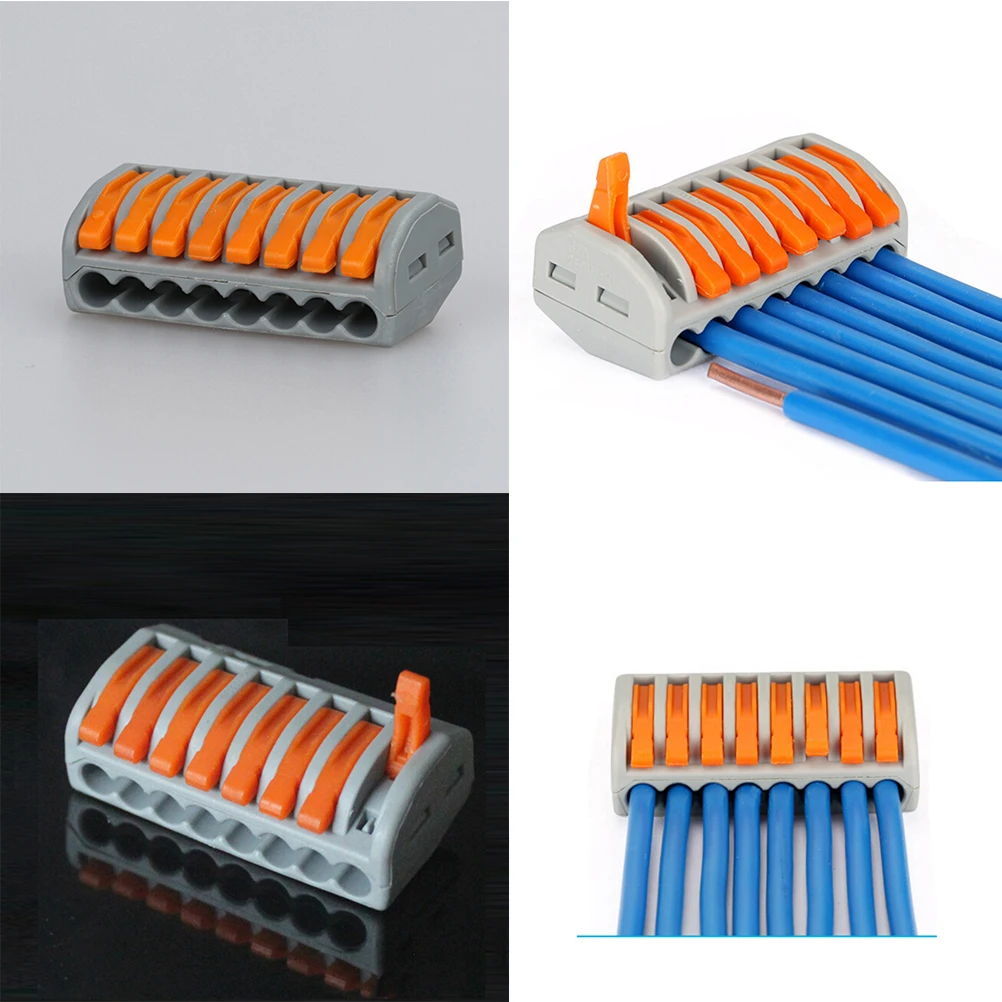 

10pcs PCT-218 Wire Connector 8 Pin Universal Wire Wiring Connector Conductor Terminal Block With Lever Wire Connector