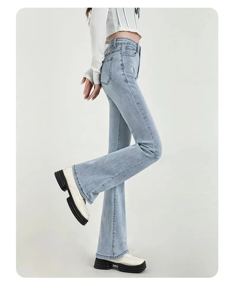 wide leg jeans High Waist Skinny Flare Jeans Women Wide Leg Denim Pants 2022 Fashion Vintage Streetwear Trousers Female All-Match Denim blue jeans