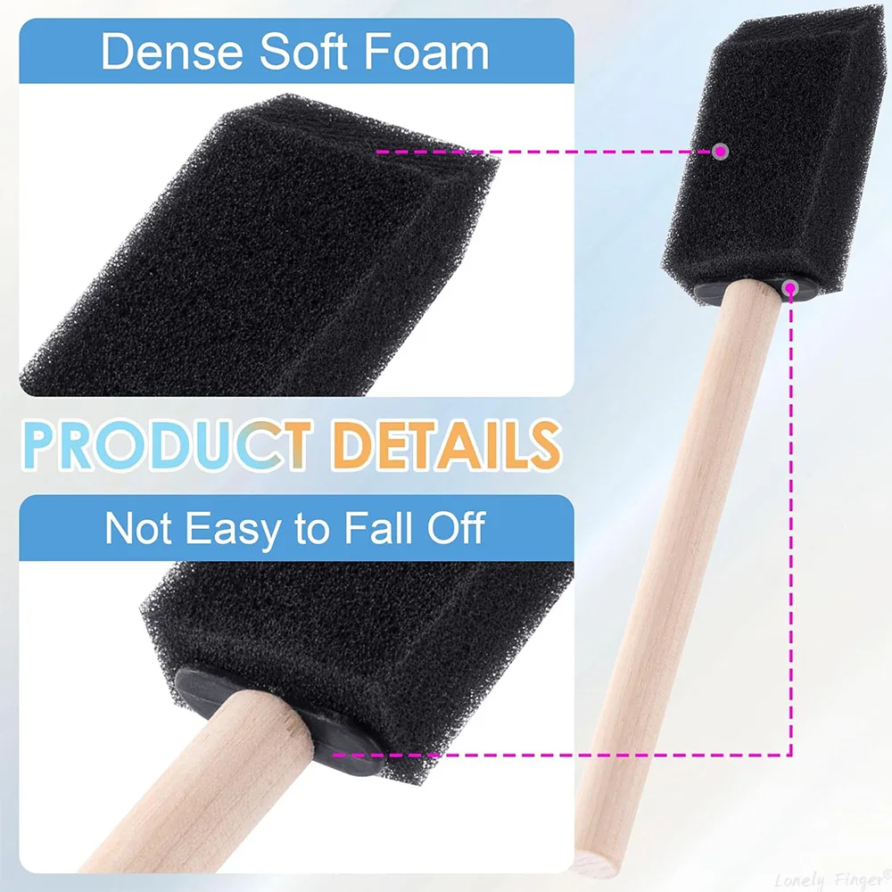 10/12 PCS Foam Paint Brushes, Sponge Brushes for Varnishes, Reusable Sponge Brushes with Wood Handles for Painting, Staining 5