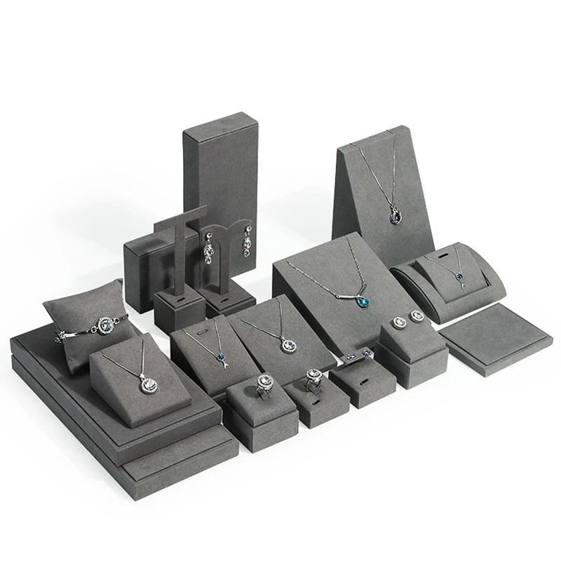 Gray Microfiber Jewelry Storage Display Rack Ring Earrings Display Rack Necklace Pendant Bracelet Storage Rack
