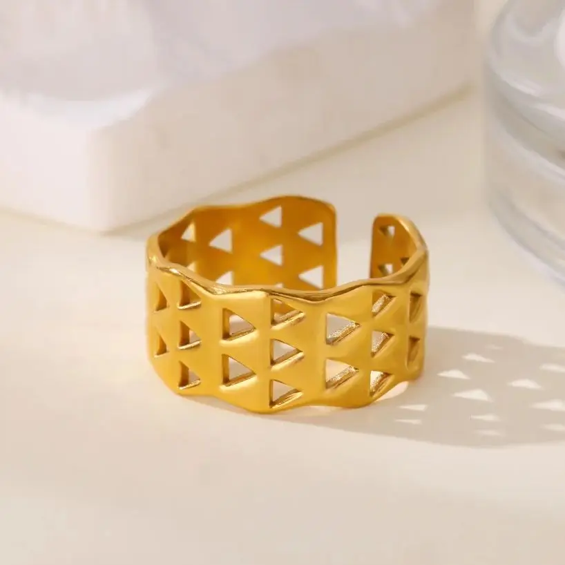Minimalist Geometric Hollow Triangle Ring for Women Wedding Jewelry