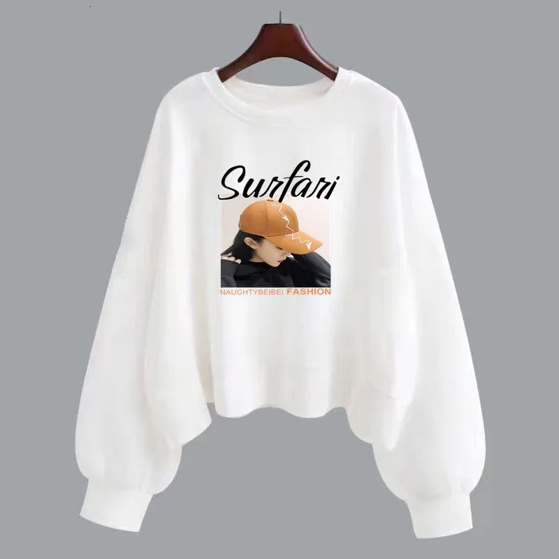 

Non Pilling Cotton Jacket Women's Hoodie Thin Long Sleeved Loose Versatile Spring and Autumn New Short Top Instagram Trend