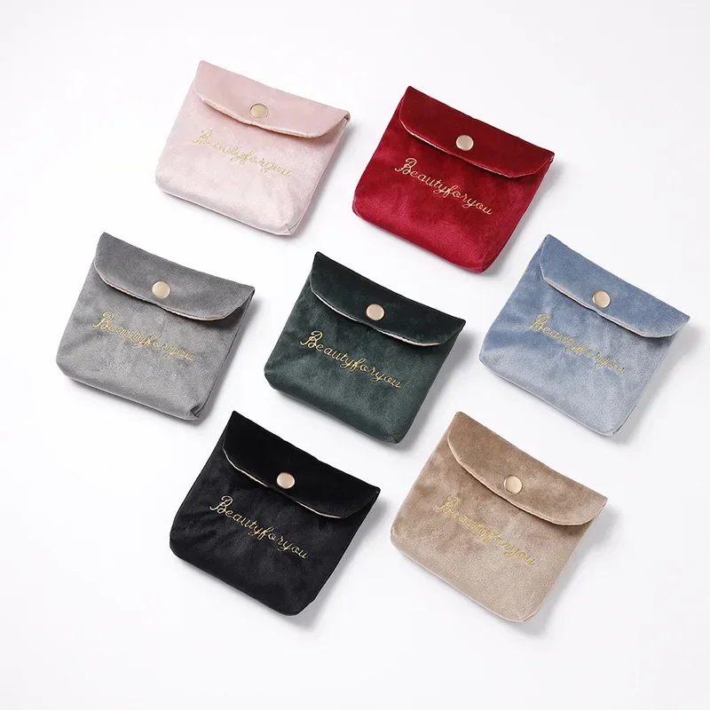 Embroidered Letter Tampon Storage Bag Sanitary Pad Pouch Girls Cosmetic Bags Makeup Lipstick Key Earphone Data Cables Organizer