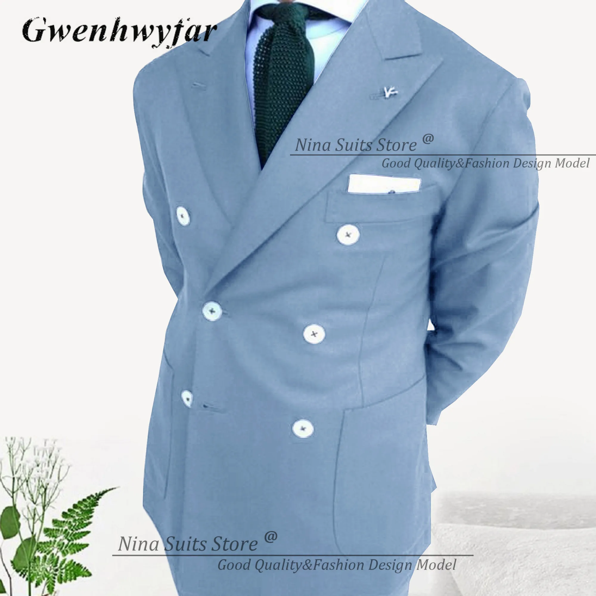 Nina Store Lavender Suits for Party Young Men Tuxedos Include Jacket Pants The Blazer with Patch Pocket Double Breasted