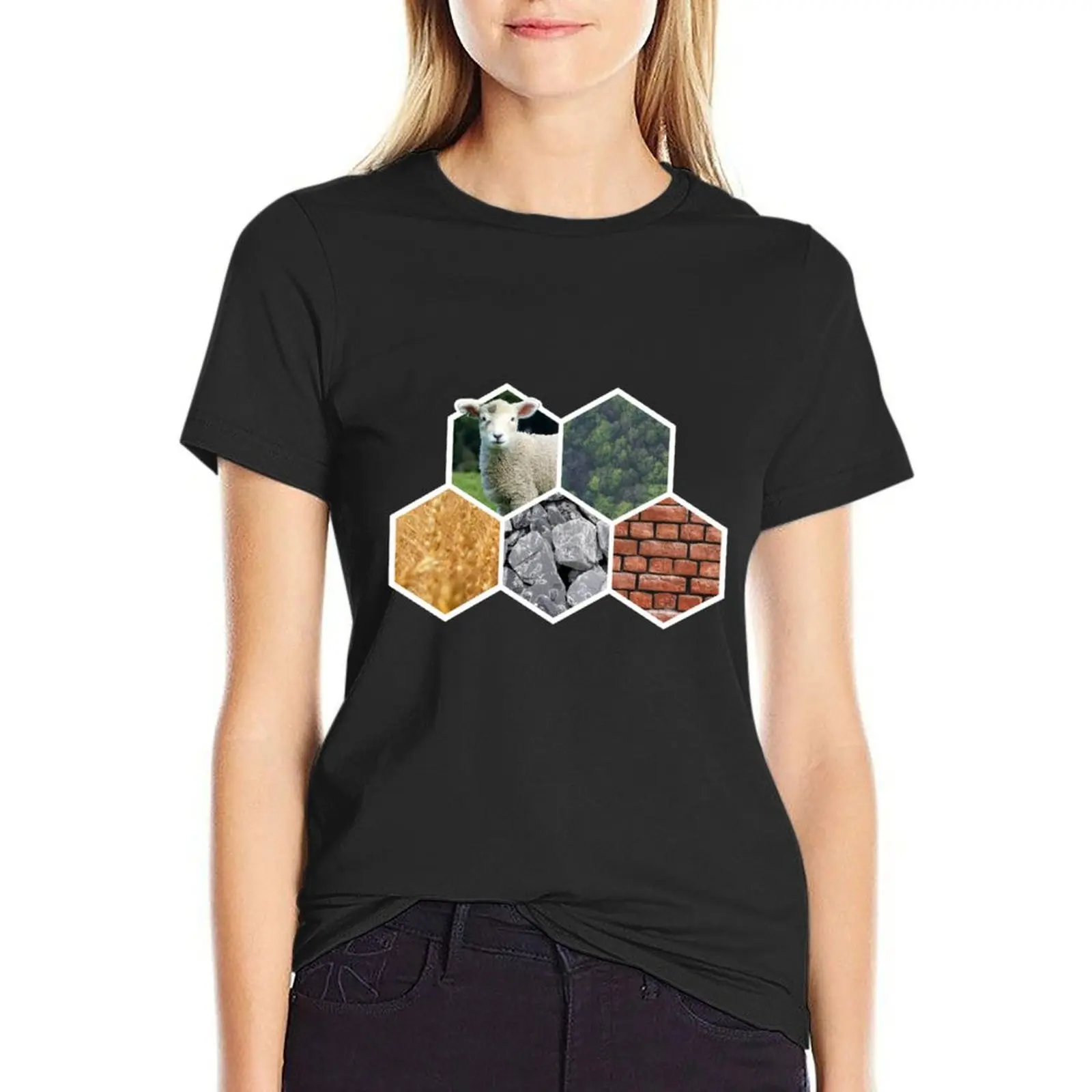 

Settlers Resources T-shirt Short sleeve tee anime clothes western t shirts for Women