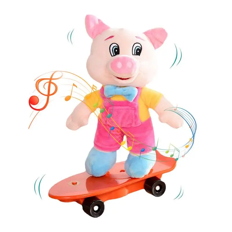 

Игрушка для скейтборда, свинка, Интерактивная Поющая и вращающаяся игрушка с музыкой, Электрический мультяшный свиньи, сбалансированные велосипеды для детей, игрушки и игры