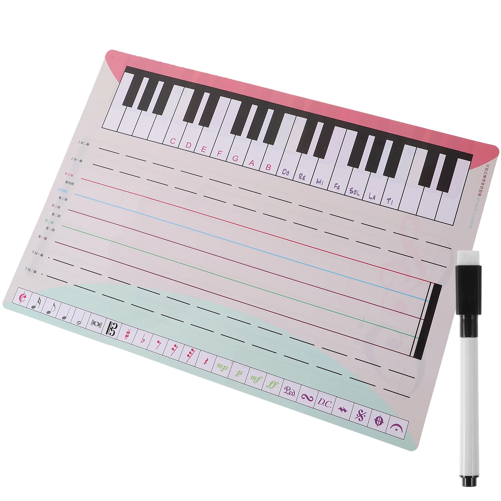 

Dry Erase Staff Lap 1 Set Keyboard Practice White Board Lapboard Durable Portable Whiteboard with Pen for Kids Students