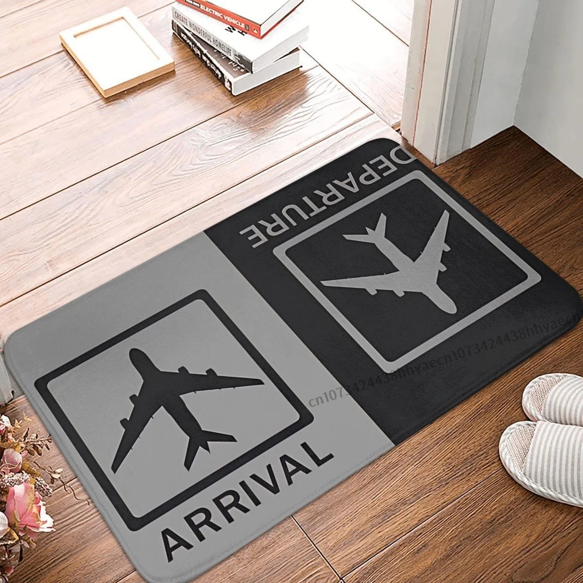 

Airplane Airport Sign Bath Non-Slip Carpet Arrivals Departures Bedroom Mat Entrance Door Doormat Floor Decoration Rug