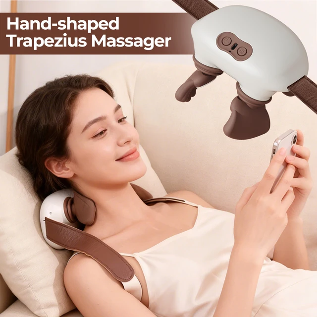 4D Hand Shaped Kneading Neck And Shoulder Massager Portable Neck Shoulder Massage Pillow Brushless Motor Trapezius masajeador 1