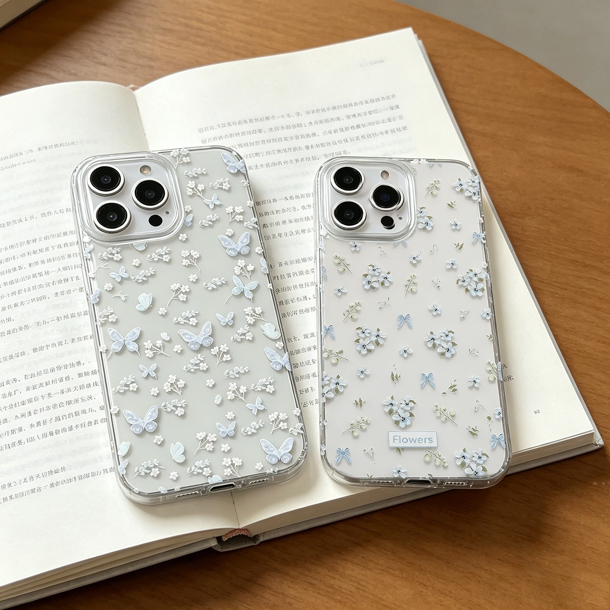INS Butterfly Flowers Silicone Transparent Case with Elegant Design