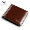WILLIAMPOLO Genuine Leather Wallets Men Wallet Credit Business Card Holders Vintage Brown Leather Wallet Purses High Quality 1