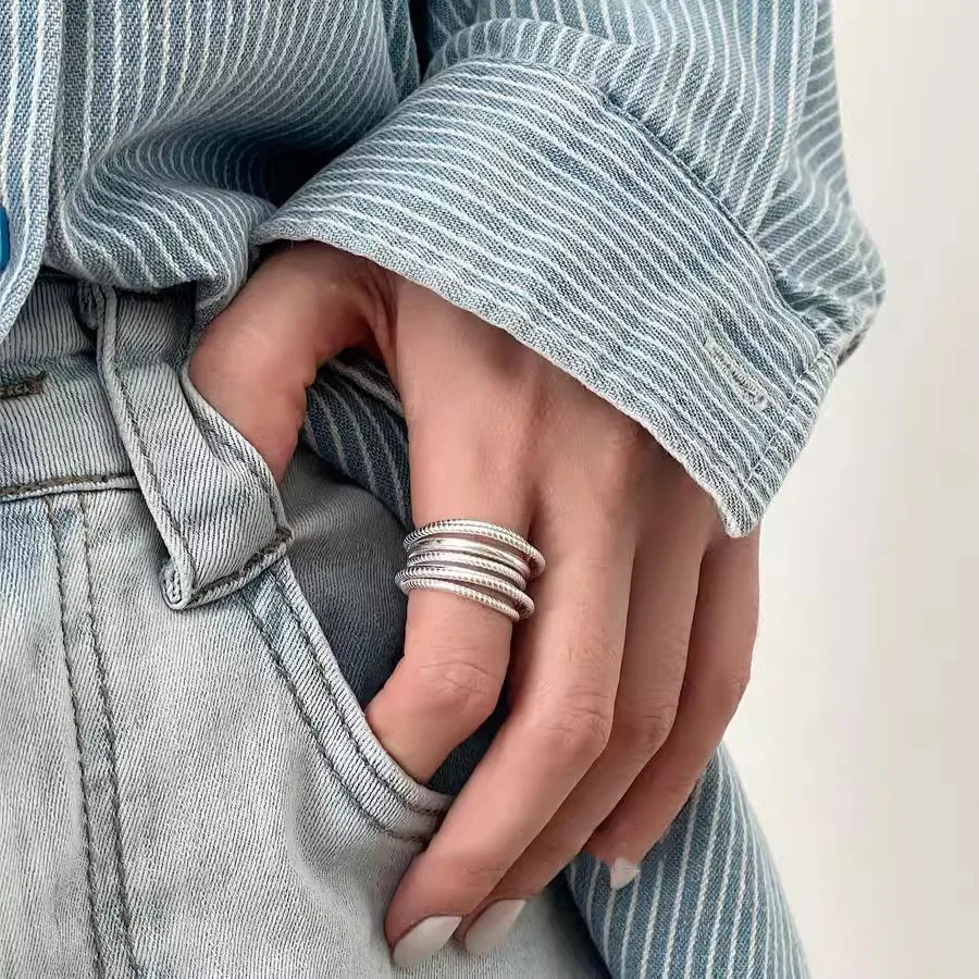 925 Sterling Silver Double Layer Water Drop Ring for Women - Detail View 34