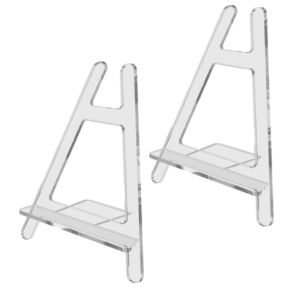

2 Pcs Transparent Acrylic Photo Frame Display Stand Small Plate Phone Mini Easel for Stands Shelves