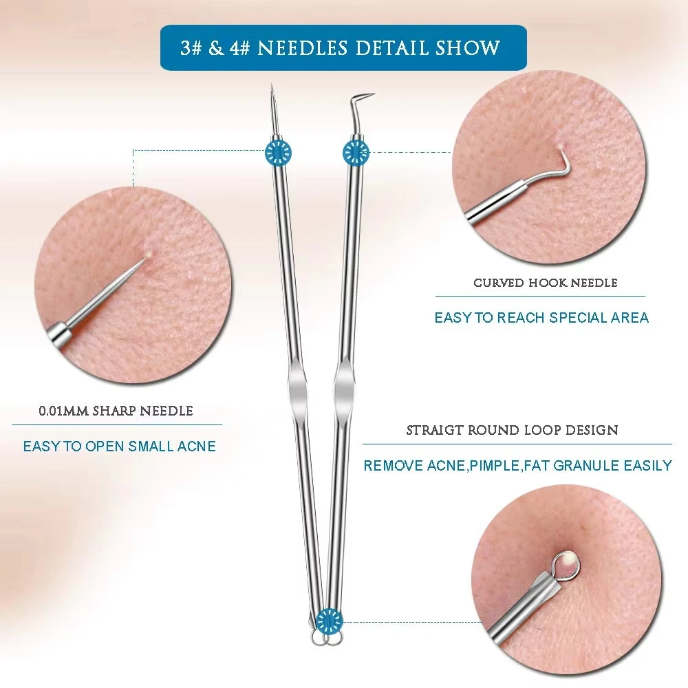 4Pcs Blackhead Remover Acne Needle Facial Cleansing Acne Extractor Remove Blackhead Pores Cleaning Tools 2