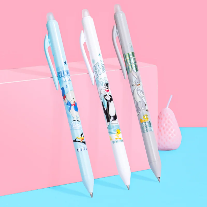 6Pcs Deli SA160 Looney Tunes Bugs Bunny Press Erasable 0.5mm Gel Pen Blue Black Ink Supplies School Office Stationery Gift