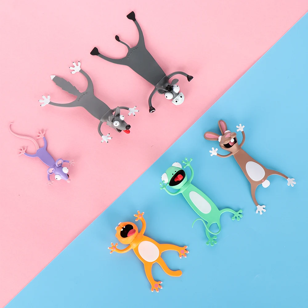 PVC Cartoon Animal Style Bookmarks Creative 3D Stereo Book Markers Original Funny Cat Bookmarks School Supplies Stationery