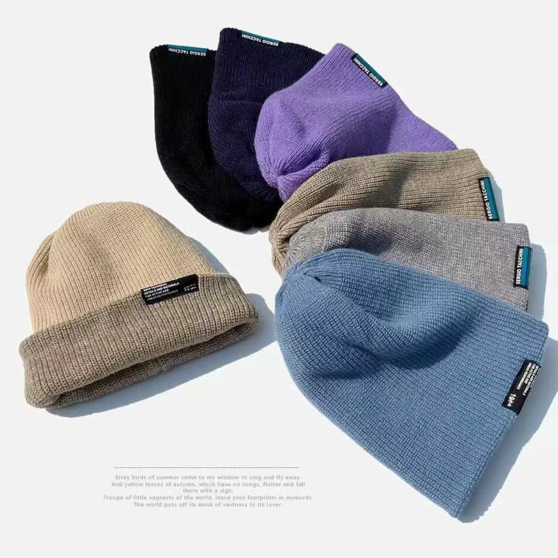 Bonnet en maille unisexe bicolore style k-pop slouchy_voghion.com
