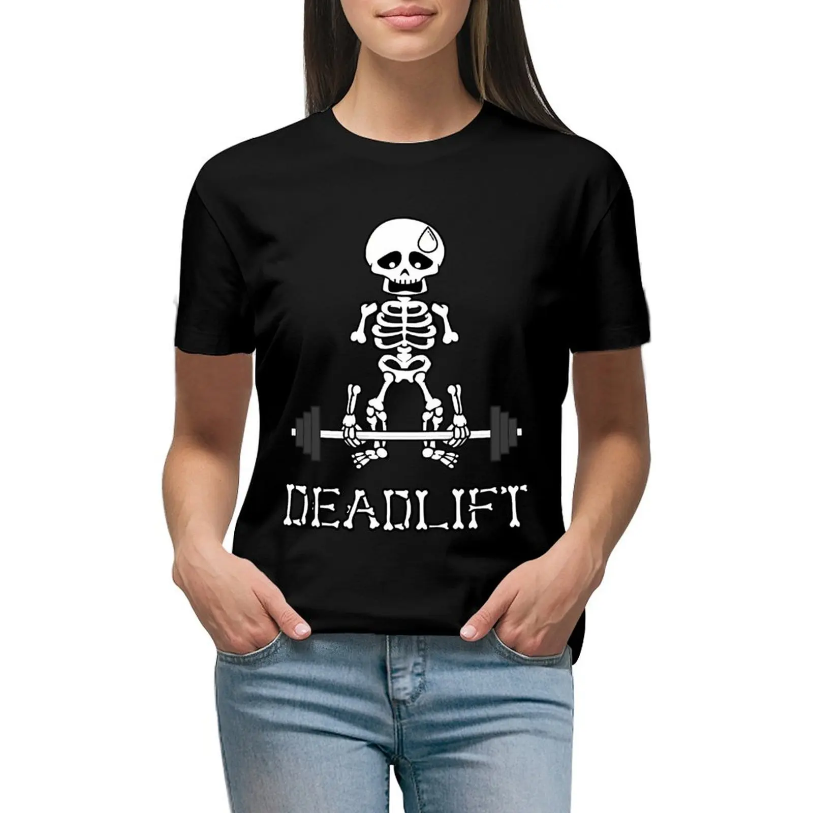 

Deadlift Gym Skeleton \t T-shirt korean fashion graphics t shirts for Women loose fit