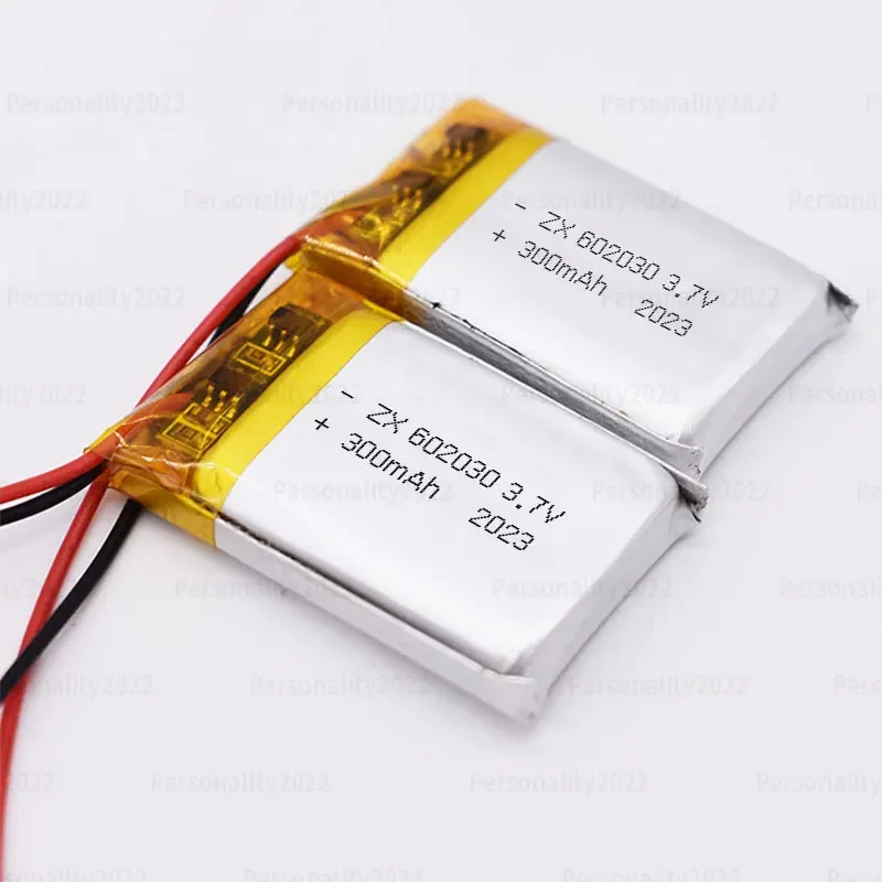 Rechargeable Lithium Batteries 602030 Lithium Battery 300mAh 3.7V 2lipo Li-ion Polymer Rechargeable Batteries For Bluetooth Headset Speaker Monitor Self-Timer