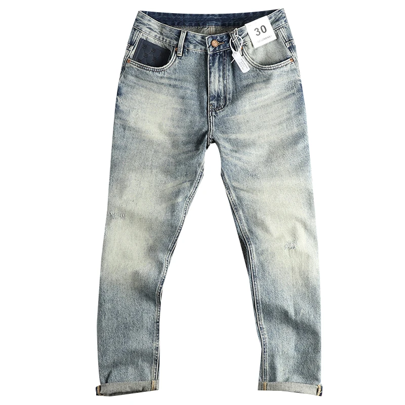 Heavy Washed Vintage Embroidered Denim Jeans Men's Versatile All Season Casual Trend Loose Tapered Straight Leg Pants Cityboys 5