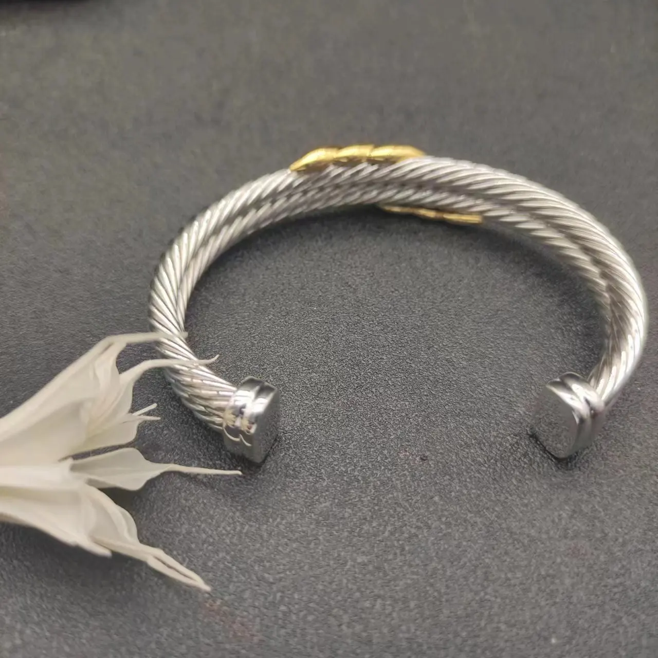 HSC High Quality Men's Bracelet DY Cable Classic BuckleBracelet with 14k Gold 925 Sterling Silver Free Shipping