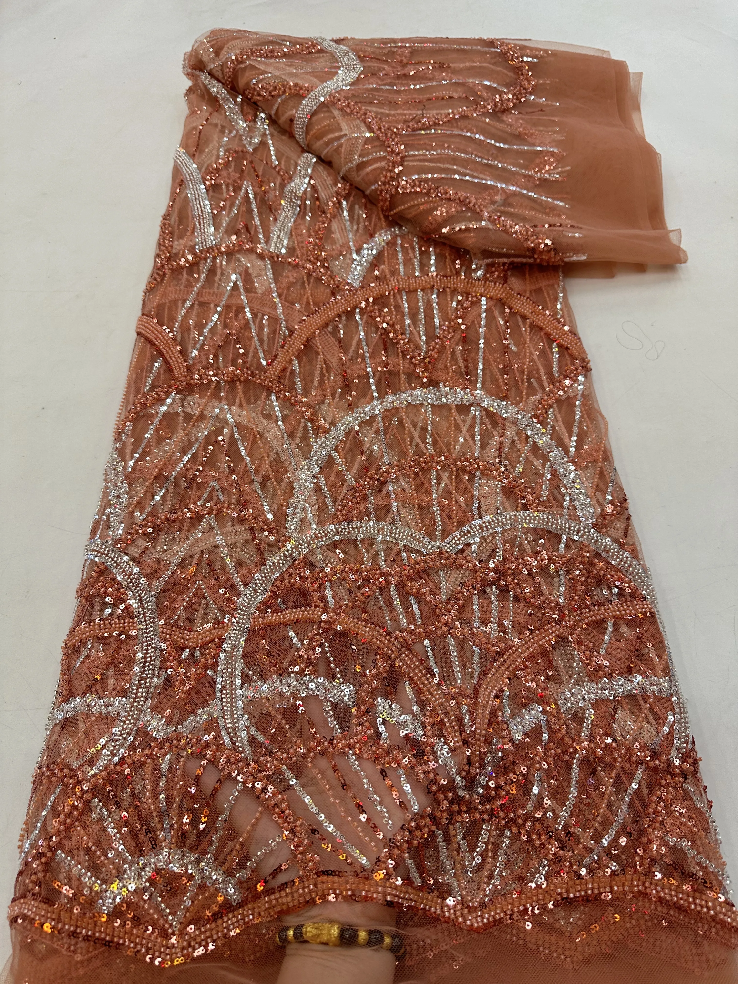 

Luxurious African Sequins Lace Fabric High Quality 2023 Heavy Sequin Groom Embroidery French Tulle Lace Nigerian Wedding Dress