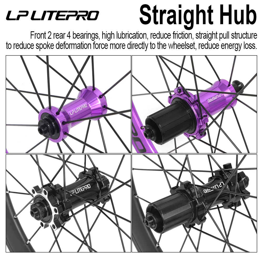 LP LITEPRO AERO vouwfietswielsets, 20 inch 406/451/349 aluminiumlegering, 40 mm hoge diepe velgnaaf met_voghion.com