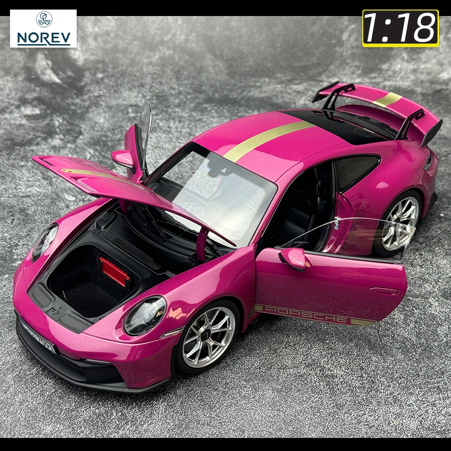 NOREV Porsche 911 GT3 1/18 スケールミニカー 1/18 Norev 2021 Porsche 911 GT3 992 (White with Red Stripes