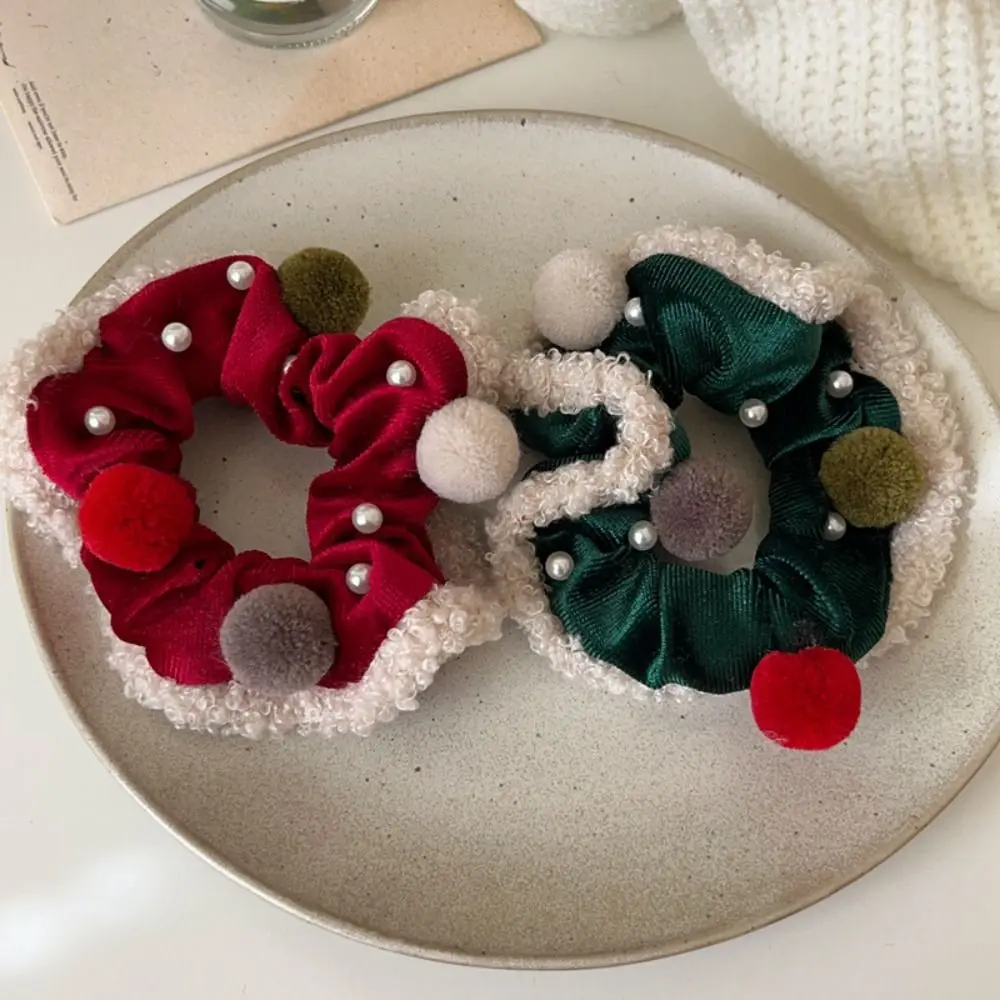 

Plush Ball Velvet Hair Scrunchies Elastic Hair Band Hair Tie Pearl Hair Rope Hair Accessories Ponytail Holder Large Intestine