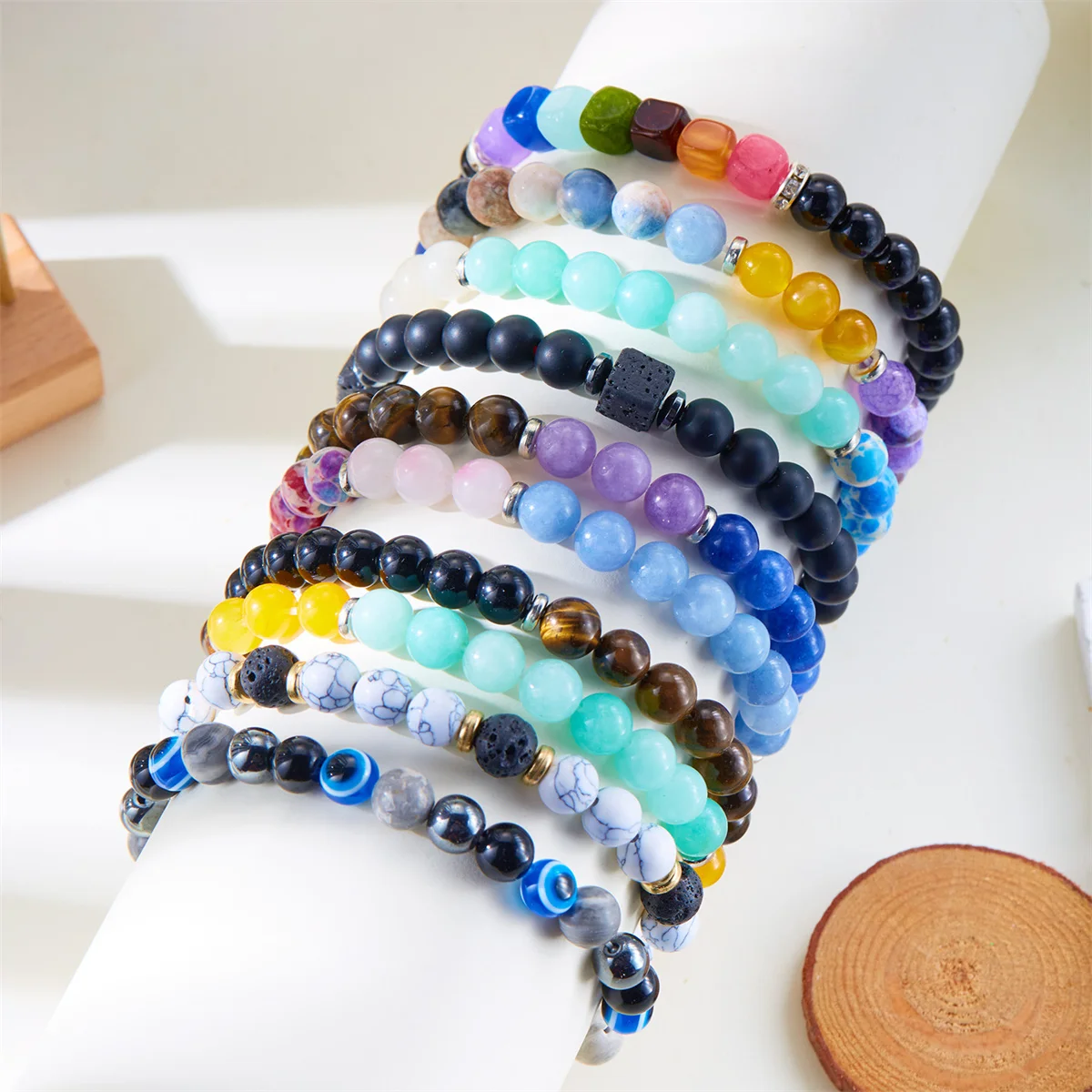 Manifestation bracelet with vibrant gemstone glow