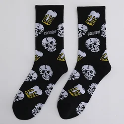 Novelty Hip Hop Street Style Cotton Socks - Unisex Fun & Quirky Design (Black)