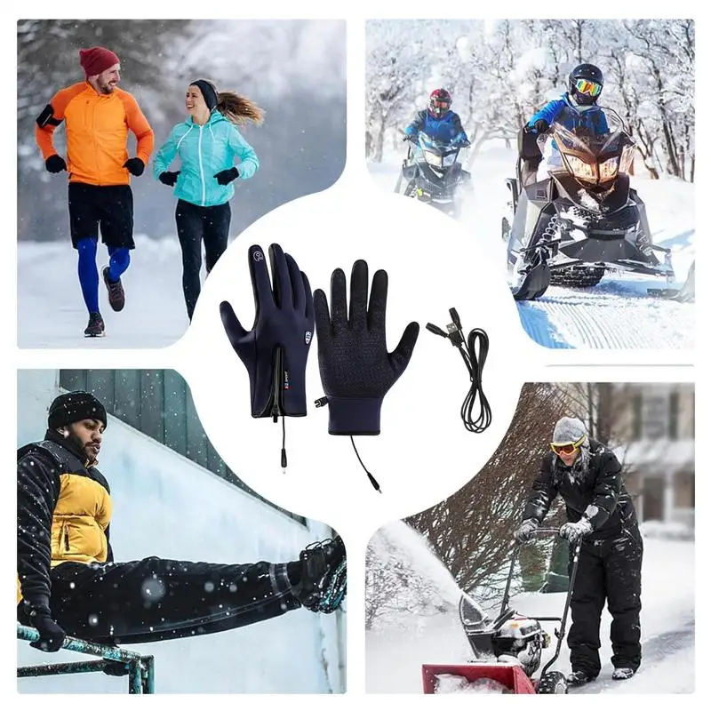 Heated Work Gloves USB Rechargeable Touchscreen Gloves Non-Slip Winter Gloves With Zipper Design Ice Fishing Gear For Men Women 5