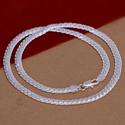 18-60cm SIZE 925 Sterling Silver Luxury Brand Top Design Necklace 5MM Chain for Woman Men Fashion Wedding Engagement Jewelry
