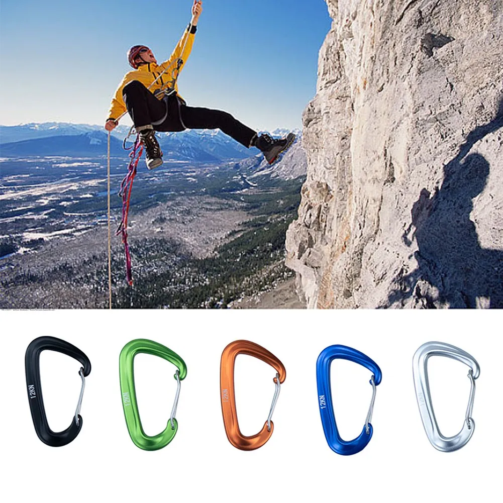 Karabiner D Form Clip Haken Tragbare Für Klettern Snap Clip 12KN 8*5cm Aluminium Rucksack Haken Karabiner werkzeuge – Detail 1