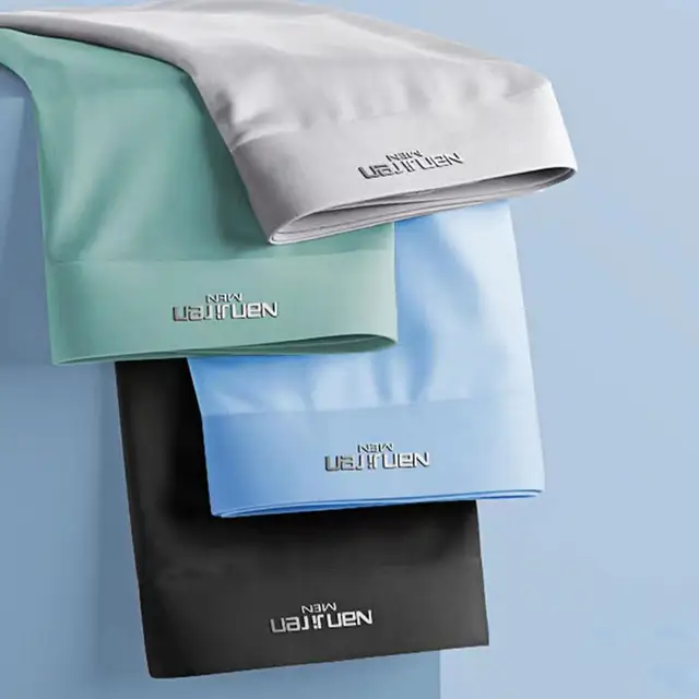 4 Uds Boxer Shorts ropa interior de seda de hielo para hombres calzoncillos frescos transpirables bragas finas sexis lencería convexa en U lotes al por mayor L-6XL 2