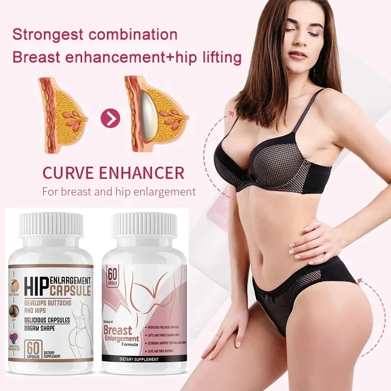 Capsules mammaires pour mise en forme des fesses des hanches et seins compl&eacute;ment alimentaire 2 bouteilles