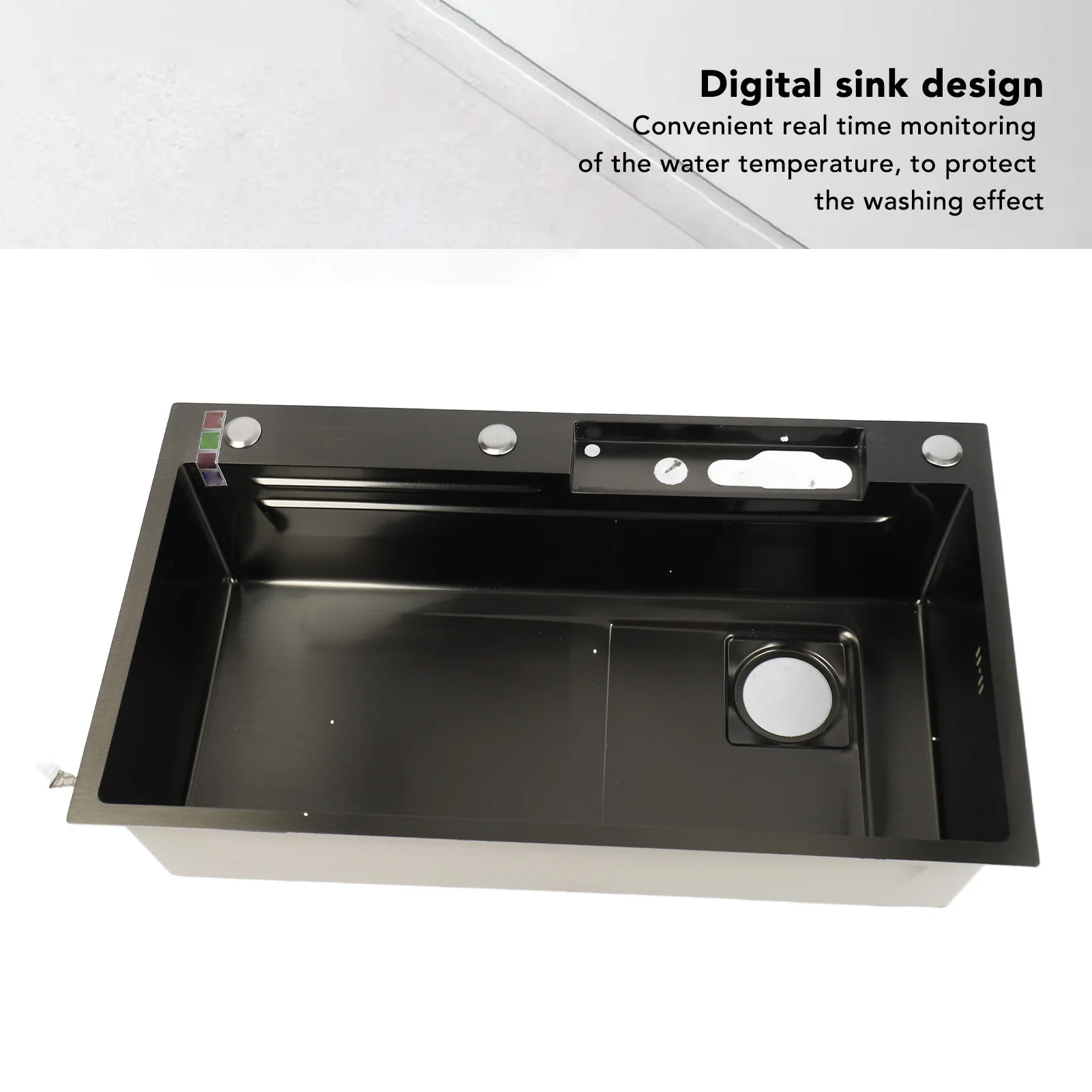 Smart Kitchen Sink Thickened Large Capacity Washbasin Stainless Steel Digital Display Kitchen Sink Brushed  for Kitchen 6