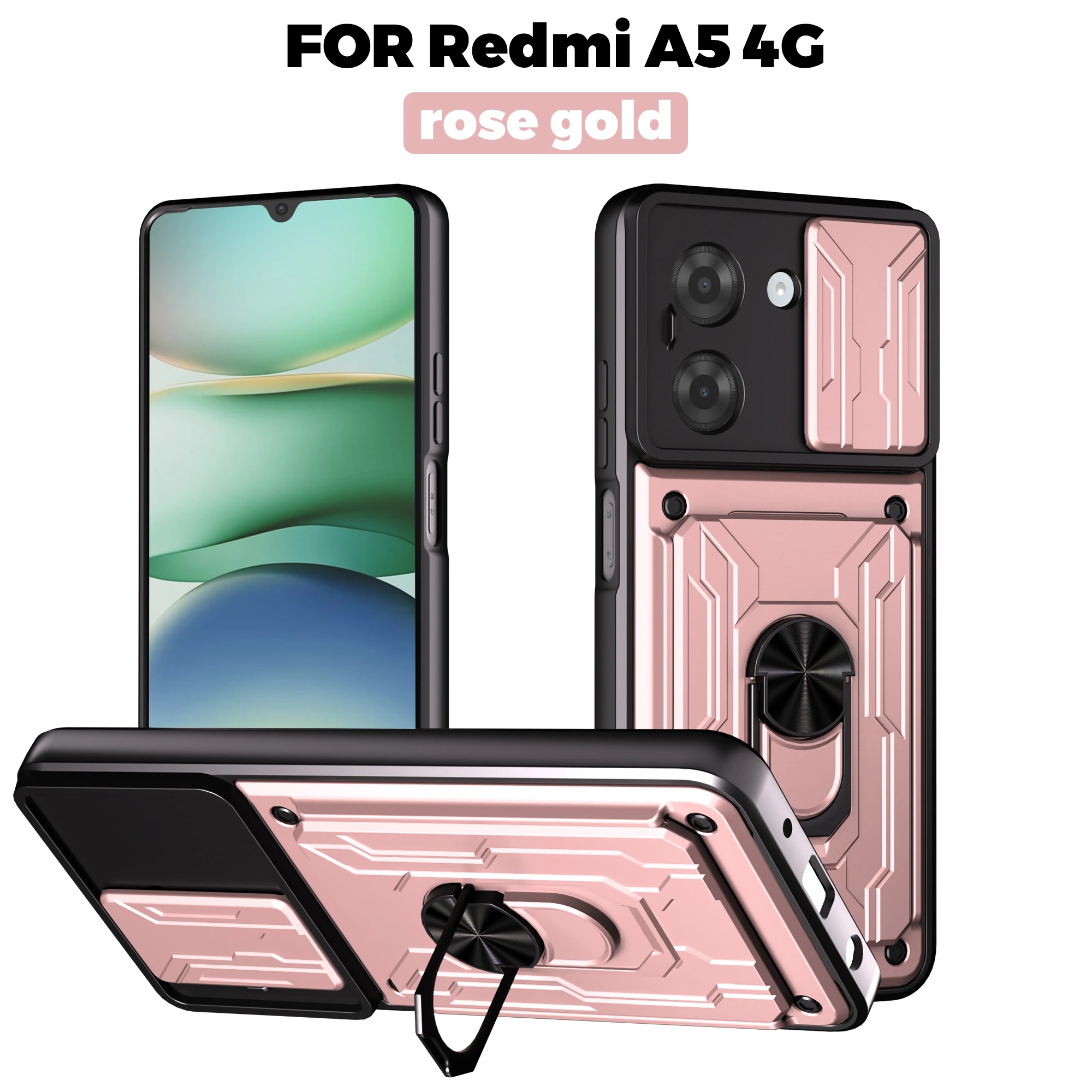 Rugged Armor Magnetic Bracket Case with Card Storage and Slide Camera Protection Cover