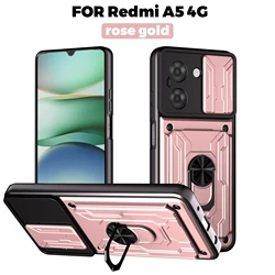 Rugged Armor Magnetic Bracket Case with Card Storage and Slide Camera Protection Cover - Redmi A5 4G (EU 173mm) (LJ pink)