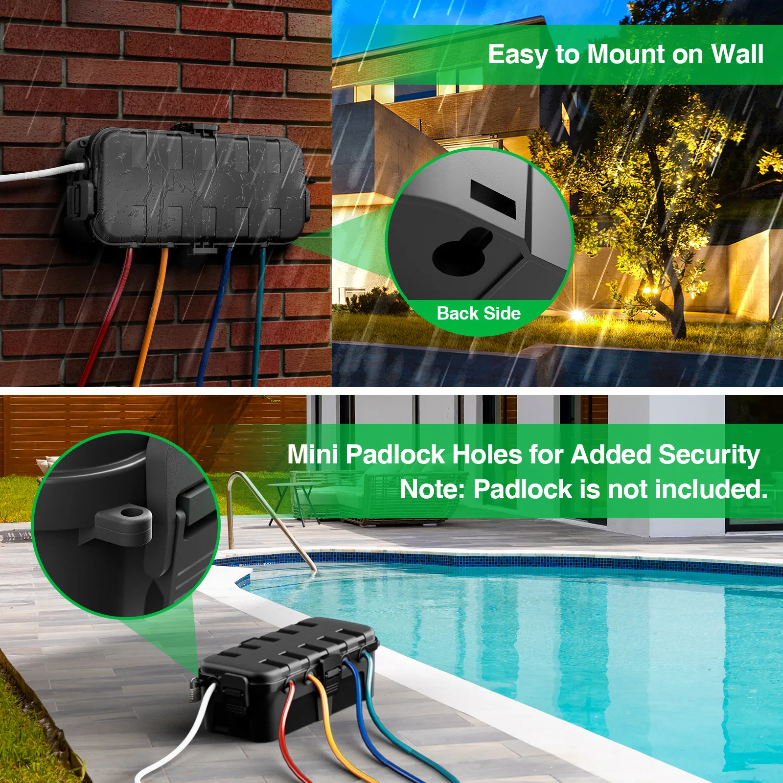 Waterproof Outdoor Electrical Box Weatherproof Connection Box for Protecting Plugs and Sockets 10 Color Options