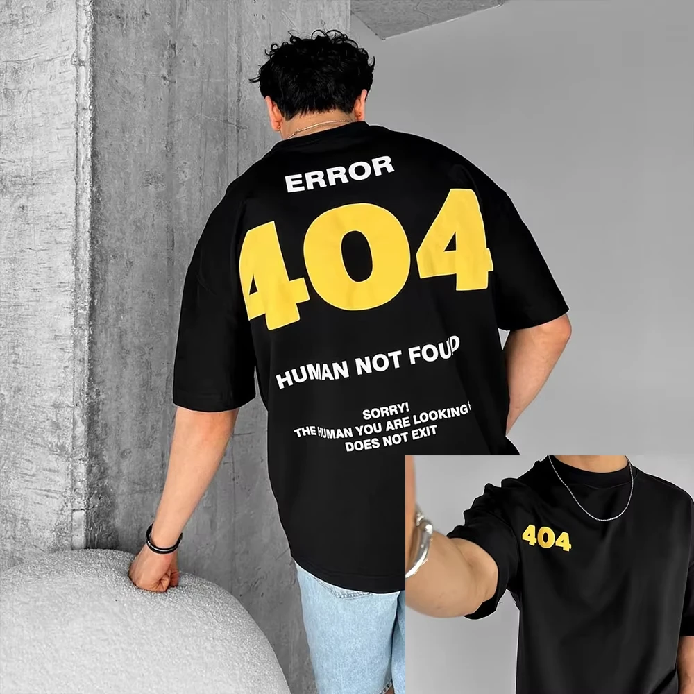 thumbnail image 1 of 2025 404 Camiseta gráfica para hombre, camiseta de manga corta con estampado de letras para hombre, camisetas de algodón Y2K de calle Harajuku de verano, ropa informal, 1 of 4