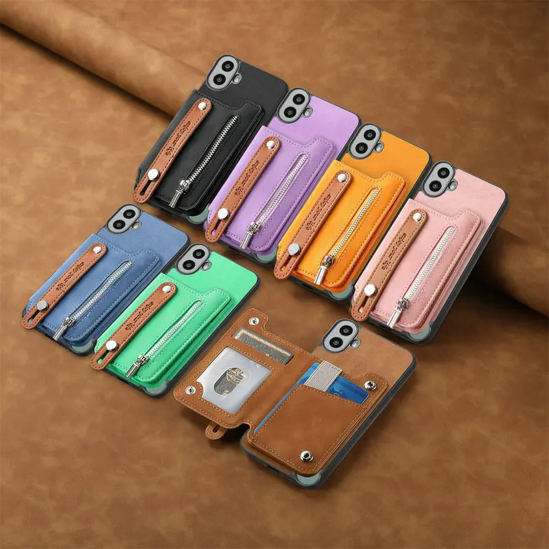 Leather Wallet Case with Detachable Magnetic Card Holder, 2-in-1 Design