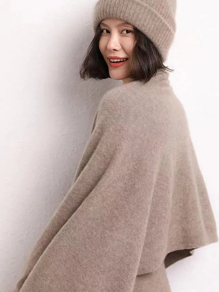 

Cashmere Shawl Women Outside The Autumn And Winter With A New Warm Fashion High-grade Knitted Cape Dual-Purpose Scarf Sweater