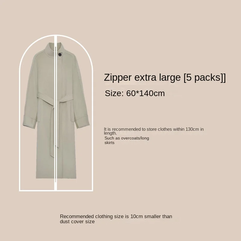 3764 Clothes Dust Cover Hanging Bag Clothes Dust Cover Suit Hanging Long Down Jacket Household Transparent Coat Bag 5PCS/LOT 6